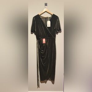 Elegant Olive Green Velvet Dress